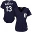 Detroit Tigers #13 Omar Vizquel Navy Blue Alternate Womens Stitched MLB Jersey