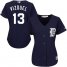 Detroit Tigers #13 Omar Vizquel Navy Blue Alternate Womens Stitched MLB Jersey
