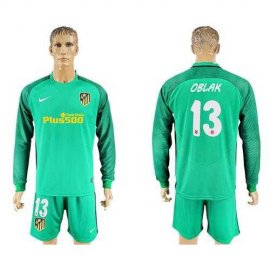Atletico Madrid #13 Oblak Green Goalkeeper Long Sleeves Soccer Club Jersey