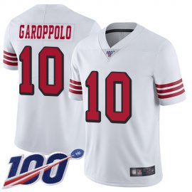 Nike San Francisco 49ers #10 Jimmy Garoppolo White Rush Mens Stitched NFL Limited 100th Season Jersey