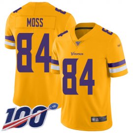 Nike Minnesota Vikings #84 Randy Moss Gold Mens Stitched NFL Limited Inverted Legend 100th Season Jersey