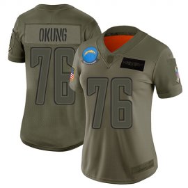 Nike Los Angeles Chargers #76 Russell Okung Camo Womens Stitched NFL Limited 2019 Salute to Service Jersey