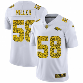 Denver Broncos #58 Von Miller Mens Nike Flocked Leopard Print Vapor Limited NFL Jersey White