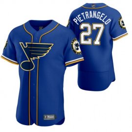 St. Louis Blues #27 Alex Pietrangelo Mens 2020 NHL x MLB Crossover Edition Baseball Jersey Blue