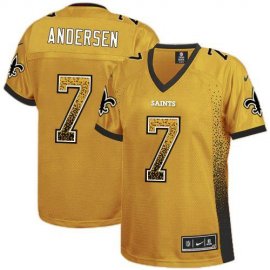 Nike New Orleans Saints #7 Morten Andersen Gold Womens Stitched NFL Elite Drift Fashion Jersey