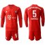 Bayern Munchen #5 Hummels Home Long Sleeves Soccer Club Jersey