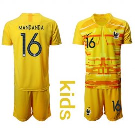 France #16 Mandanda Yellow Goalkeeper Kid Soccer Country Jersey