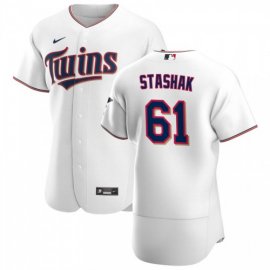 Minnesota Twins #61 Cody Stashak Mens Nike White Home 2020 Authentic Player MLB Jersey