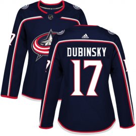 Adidas Columbus Blue Jackets #17 Brandon Dubinsky Navy Blue Home Authentic Womens Stitched NHL Jersey