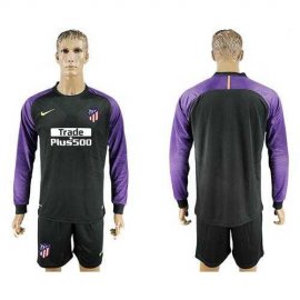 Atletico Madrid Blank Black Goalkeeper Long Sleeves Soccer Club Jersey
