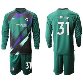 Chelsea #31 Green Green Goalkeeper Long Sleeves Soccer Club Jersey