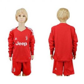 Juventus Blank Red Goalkeeper Long Sleeves Kid Soccer Club Jersey