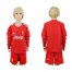 Juventus Blank Red Goalkeeper Long Sleeves Kid Soccer Club Jersey