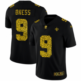 New Orleans New Orleans Saints #9 Drew Brees Mens Nike Leopard Print Fashion Vapor Limited NFL Jersey Black