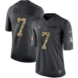Nike New Orleans Saints #7 Morten Andersen Black Mens Stitched NFL Limited 2016 Salute To Service Jersey
