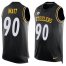 Nike Pittsburgh Steelers #90 T. J. Watt Black Team Color Mens Stitched NFL Limited Tank Top Jersey