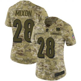 Nike Cincinnati Bengals #28 Joe Mixon Camo Womens Stitched NFL Limited 2018 Salute to Service Jersey