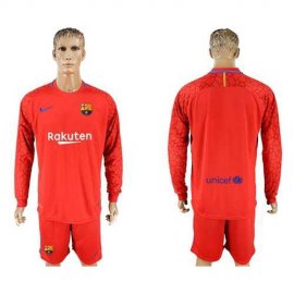 Barcelona Blank Red Goalkeeper Long Sleeves Soccer Club Jersey