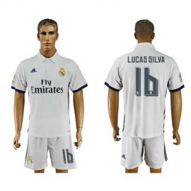 Real Madrid #16 Lucas Silva White Home Soccer Club Jersey