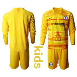 Chelsea Blank Yellow Goalkeeper Long Sleeves Kid Soccer Club Jersey