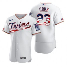 Minnesota Twins #23 Nelson Cruz Mens Nike White Fluttering USA Flag Limited Edition Authentic MLB Jersey