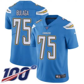 Nike Los Angeles Chargers #75 Bryan Bulaga Electric Blue Alternate Mens Stitched NFL 100th Season Vapor Untouchable Limited Jersey