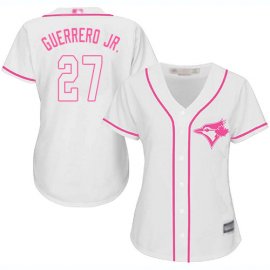 Toronto Blue Jays #27 Vladimir Guerrero Jr. White/Pink Fashion Womens Stitched MLB Jersey
