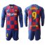 Barcelona #9 Suarez Home Long Sleeves Soccer Club Jersey