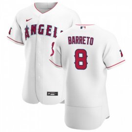 Los Angeles Angels #8 Franklin Barreto Mens Nike White Home 2020 Authentic Player MLB Jersey