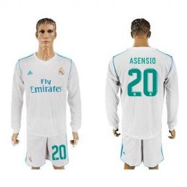 Real Madrid #20 Asensio White Home Long Sleeve Soccer Club Jersey