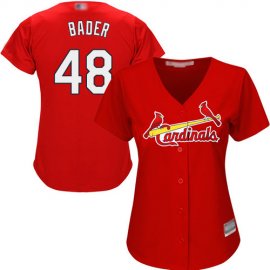 St.Louis Cardinals #48 Harrison Bader Red Alternate Womens Stitched MLB Jersey