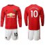 Manchester United #10 Rashford Red Home Long Sleeves Soccer Club Jersey