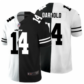 New York New York Jets #14 Sam Darnold Mens Black V White Peace Split Nike Vapor Untouchable Limited NFL Jersey