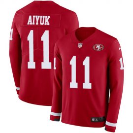 Nike San Francisco 49ers #11 Brandon Aiyuk Red Team Color Youth Stitched NFL Limited Therma Long Sleeve Jersey