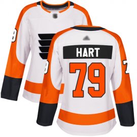 Adidas Philadelphia Flyers #79 Carter Hart White Road Authentic Womens Stitched NHL Jersey