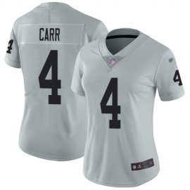 Nike Las Vegas Raiders #4 Derek Carr Silver Womens Stitched NFL Limited Inverted Legend Jersey