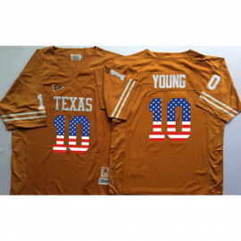 Texas Longhorns #10 Vince Young Orange USA Flag College Jersey
