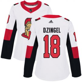 Adidas Ottawa Senators #18 Ryan Dzingel White Road Authentic Womens Stitched NHL Jersey