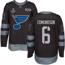 Adidas St. Louis Blues #6 Joel Edmundson Black 1917-2017 100th Anniversary Stanley Cup Champions Stitched NHL Jersey