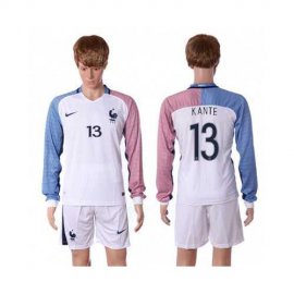 France #13 Kante Away Long Sleeves Soccer Country Jersey