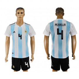 Argentina #4 PEZZELLA Home 2018 FIFA World Cup Soccer Jersey