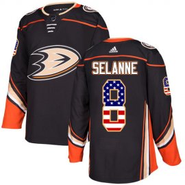 Adidas Anaheim Ducks #8 Teemu Selanne Black Home Authentic USA Flag Youth Stitched NHL Jersey