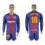 Barcelona #18 Jordi Alba Home Long Sleeves Soccer Club Jersey