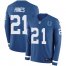 Nike Indianapolis Colts #21 Nyheim Hines Royal Blue Team Color Mens Stitched NFL Limited Therma Long Sleeve Jersey