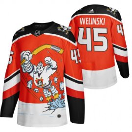 Anaheim Ducks #45 Andy Welinski Red Mens Adidas 2020-21 Reverse Retro Alternate NHL Jersey