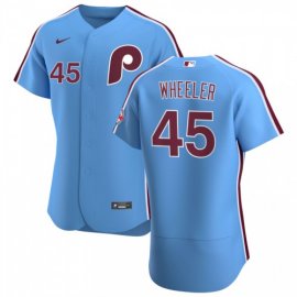 Philadelphia Phillies #45 Zack Wheeler Mens Nike Light Blue Alternate 2020 Authentic Player MLB Jersey
