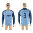 Manchester City #3 Sagna Home Long Sleeves Soccer Club Jersey