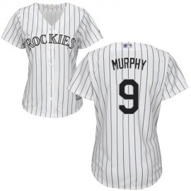 Colorado Rockies #9 Daniel Murphy White Strip Home Womens Stitched MLB Jersey