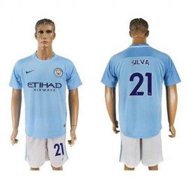 Manchester City #21 Silva Home Soccer Club Jersey