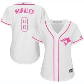 Toronto Blue Jays #8 Kendrys Morales White/Pink Fashion Womens Stitched MLB Jersey